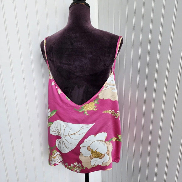 NWT Cynthia Rowley Womens Tank Top Womens Floral Loose Pink Tan White Rayon Sz M - Picture 7 of 11